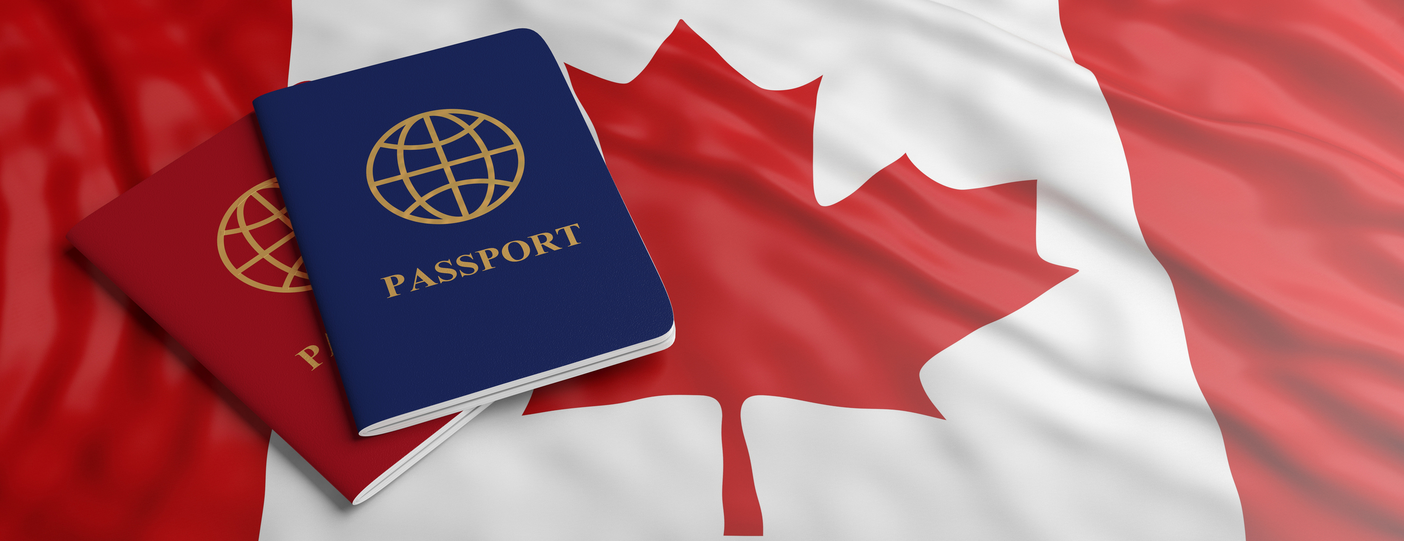 Two passports on Canadian flag